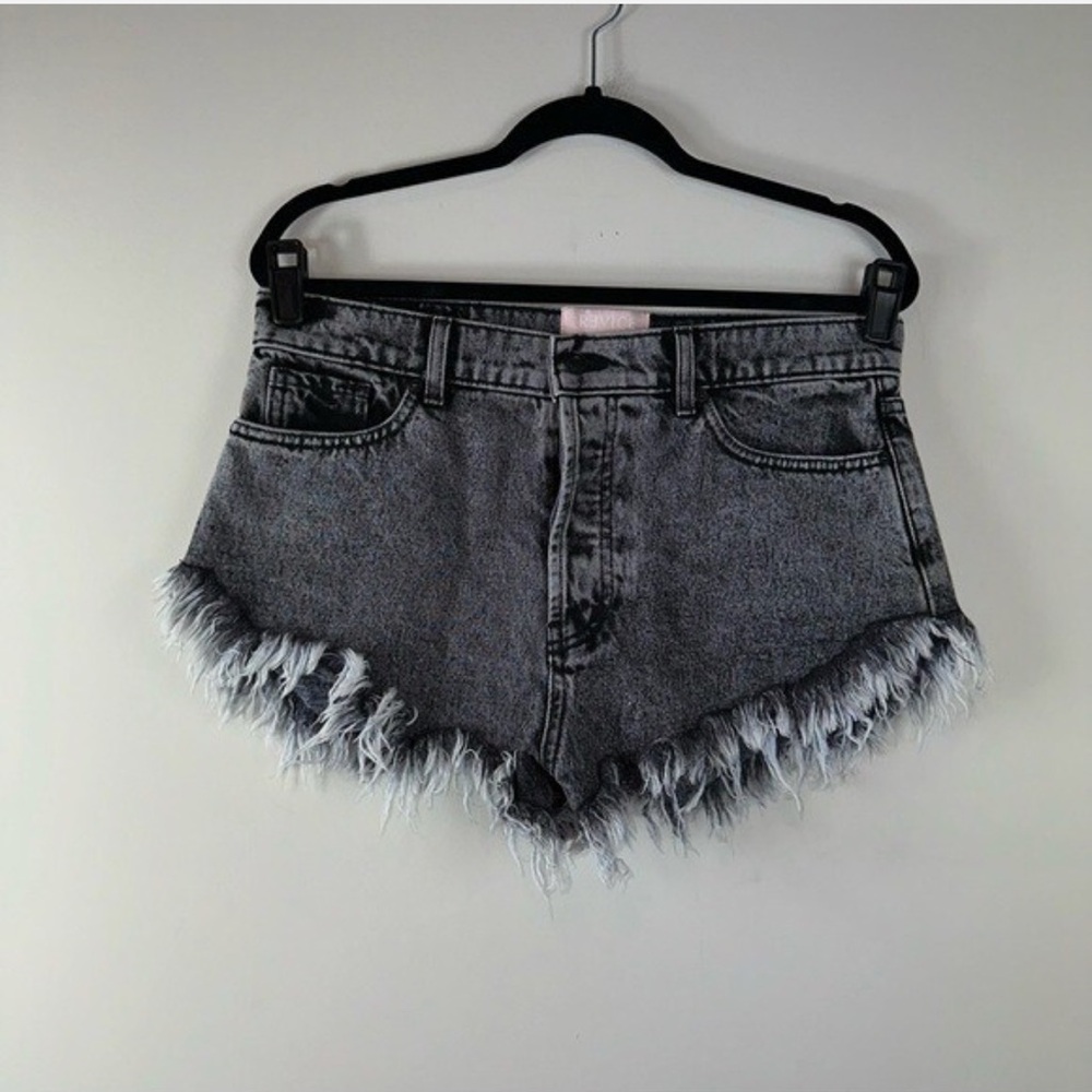 Revice Denim Sidekick Shorts in Acid Wash Black Size 28